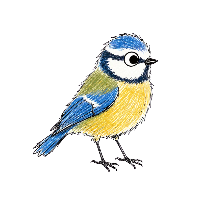 Jane Stephens illustration of a blue tit