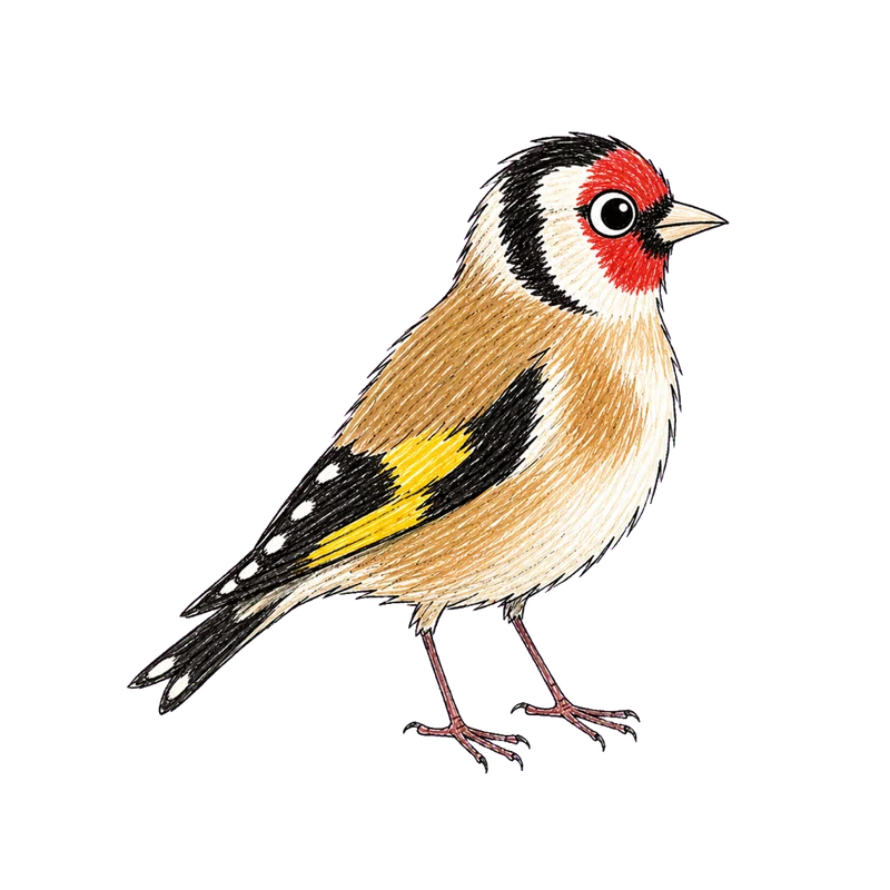 Jane Stephens illustration of a goldfinch
