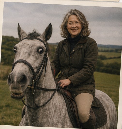 Jane Stephens riding near Blackbird Farm in West Sussex