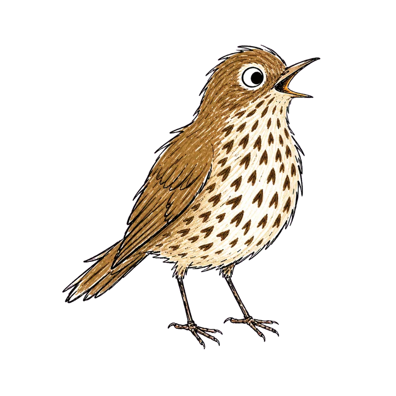 Jane Stephens illustration of a song thrush