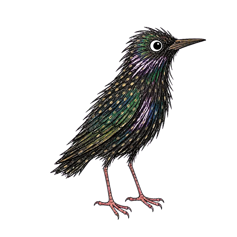 Jane Stephens illustration of a starling